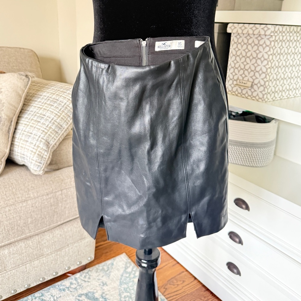 Hollister Black Leather Skirt